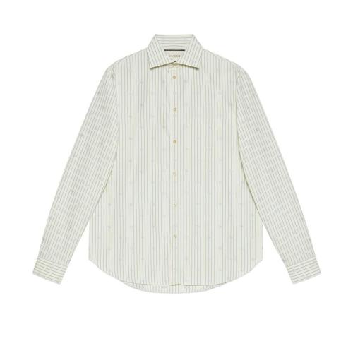  GUCCI古驰 22年秋冬 男士 GG条纹切丝棉质衬衫 644984 ZAFXS 9018