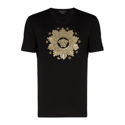 VERSACE/范思哲 男士纯色棉质经典美杜莎头像装饰圆领短袖上衣T恤 A85171-A228806 多色可选