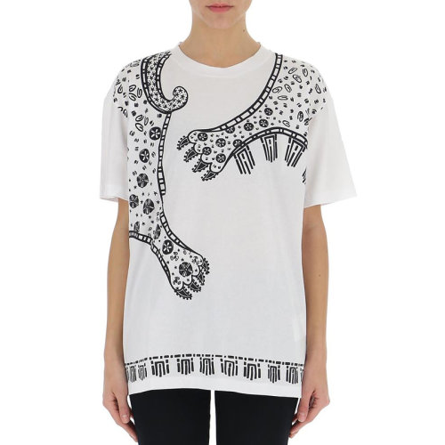 Valentino/华伦天奴 女士白色棉质虎爪印花圆领短袖T恤 PB3MG06Z-3TP-0BO