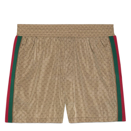 GUCCI/古驰 男士骆驼色GG防水尼龙侧条纹短裤599585XHAD42190