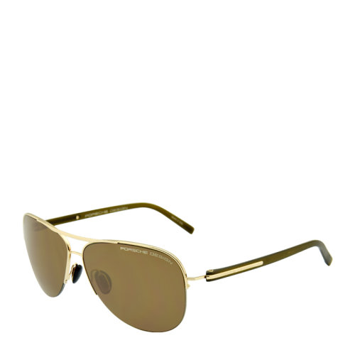 PORSCHE/保时捷 经典 时尚 飞行员 蛤蟆镜 男女款 太阳镜 金色镜框 棕色镜片 墨镜 眼镜 P8569 61mm PORSCHE 保时捷