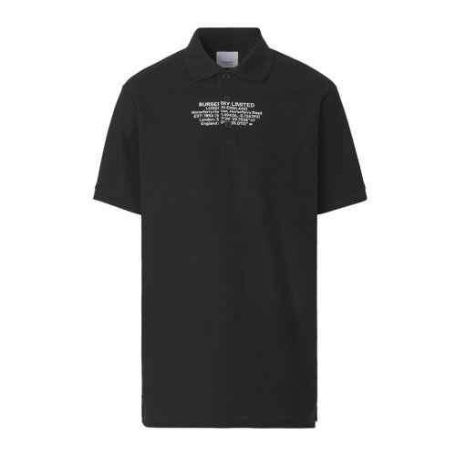 Burberry/博柏利 男士黑色棉质经典字母徽标印花装饰宽松版型翻领短袖上衣T恤Polo衫 8042750