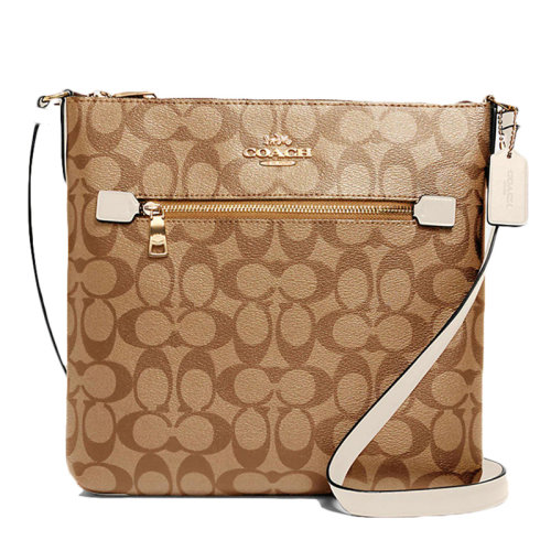 COACH/蔻驰 女士拼色PVC经典双C字母徽标印花装饰拉链开合单肩包斜挎包邮差包信使包女包 C1554 多色可选