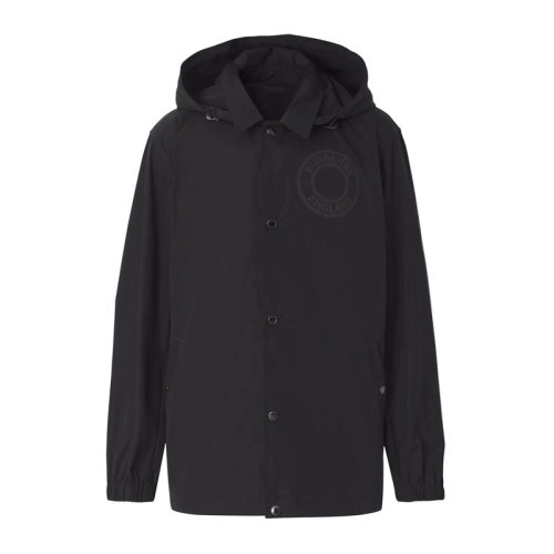 Burberry/博柏利 男士黑色聚酯纤维经典字母徽标图案装饰可拆式连帽轻便外套夹克 8043144