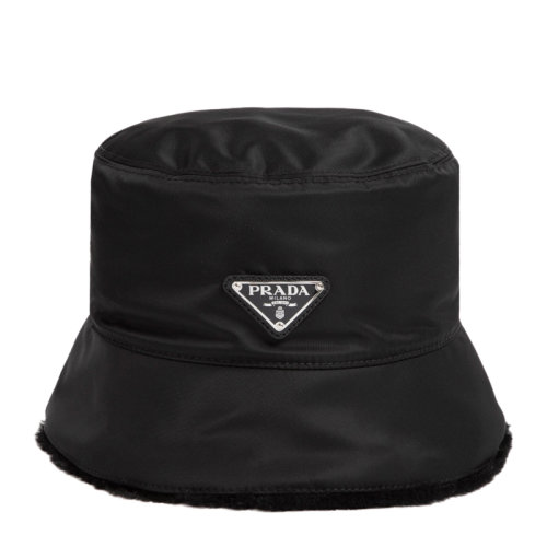 PRADA/普拉达 女士 配饰 黑色字母LOGO渔夫帽时尚帽子 女士帽子 1HC137-K4D-F0002
