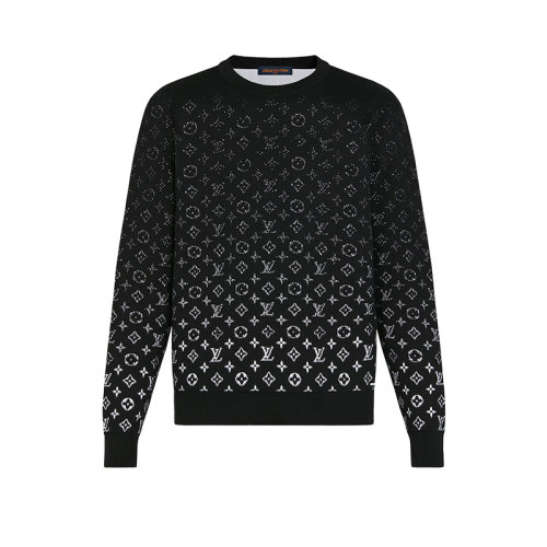 Louis Vuitton/路易威登 22年秋冬新款 LVSE MONOGRAM系列 男士黑白拼色纯棉渐变老花图案针织衫毛衣1A8FLZ