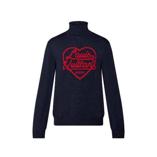 LV路易威登 22年春夏 LV x NIGO联名 LV2 男士 针织衫 嵌花心形图案高领衫 1A9GRC 1A9GRB 1A9GRA 1A9GRD 1A9GR9 预定商品2-6周发货