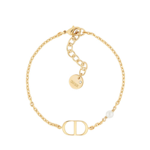 DIOR/迪奥 PETIT CD系列 女士镀金金属镂空“CD”白色树脂珍珠细手链B1310PTCRS_D301