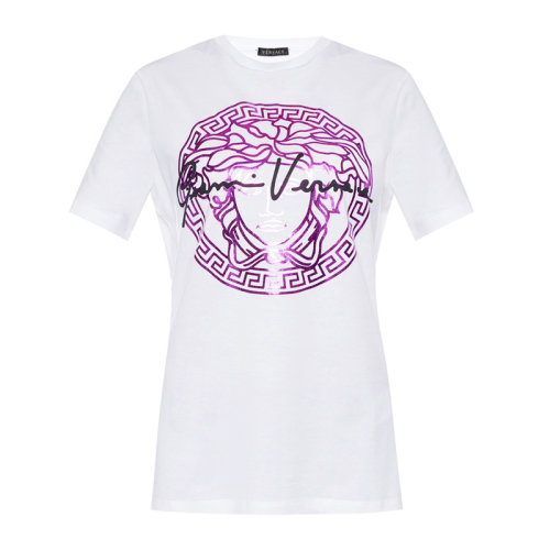 VERSACE 范思哲 女士 服装  白色圆领美杜莎印花图案棉质T恤 女士短袖T恤