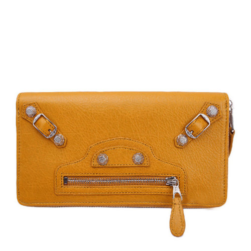 Balenciaga/巴黎世家  女士羊皮金属配饰拉链长款钱包钱夹手拿包