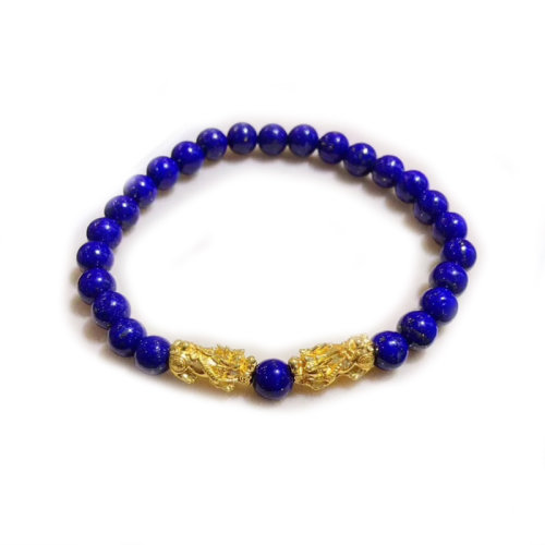 GJY/古金玥  天然青金石搭配3D硬足金貔貅手链 两款可选