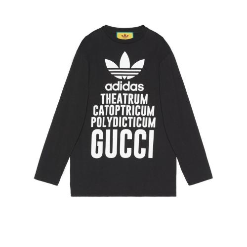  GUCCI古驰 22年秋冬 女士 adidas x Gucci联名系列长款棉质T恤 721393 XJEXL 1152