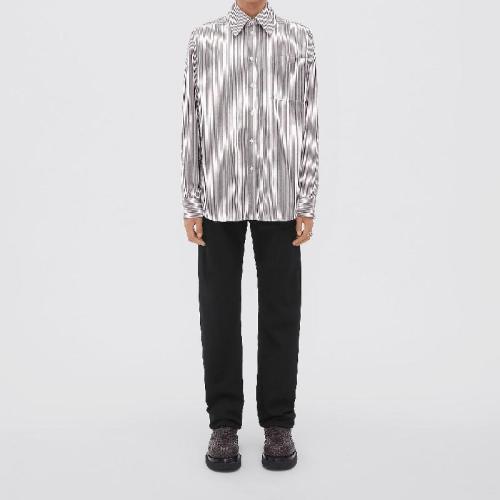  BV葆蝶家 22年秋冬 男士 长袖衬衫 chemise en coton compact a rayures 720688V2AQ02585