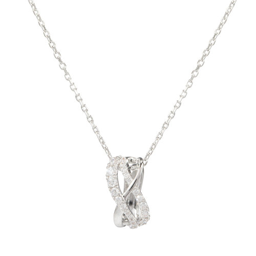 Swarovski/施华洛世奇 TWIST系列125周纪念款年女士镀白金色仿水晶石螺旋元素锁骨链吊坠项链 5563906