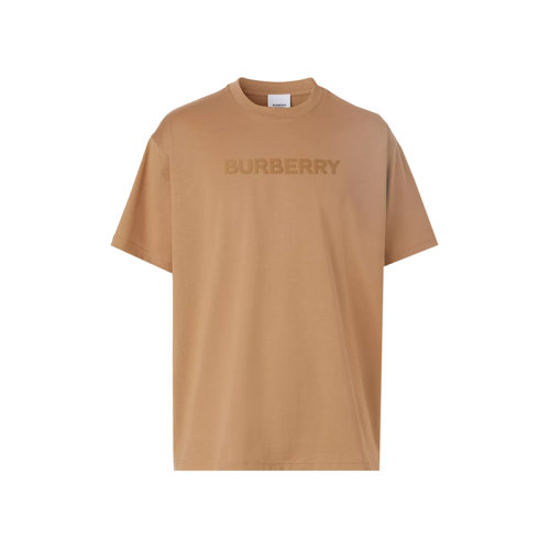 BURBERRY/博柏利 22年秋冬新款 男士驼色棉质混纺徽标印花圆领短袖T恤80553101