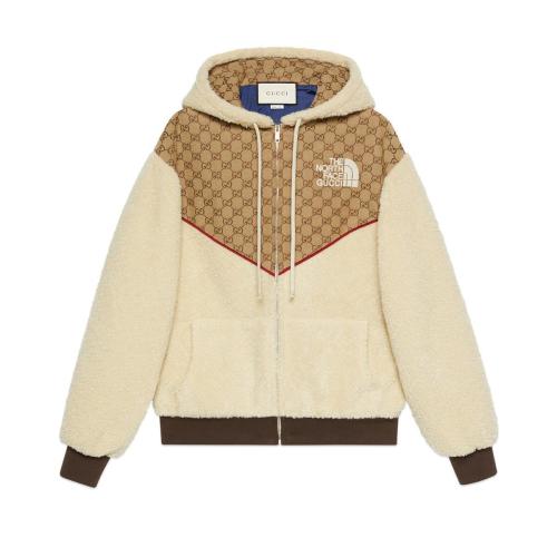  GUCCI古驰 22年秋冬 女士 The North Face x Gucci联名系列GG帆布环保毛羊皮夹克 644582 XJC3T