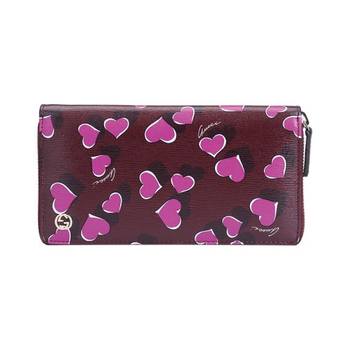 GUCCI/古驰  古琦女士酒红色皮革长款拉链钱包 309705 AV61G 5009 HKY0011N