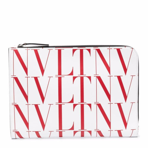 Valentino/华伦天奴 男士拼色皮质经典字母徽标印花铆钉状好似拉链开合手拿包公文包男包 WY2B0457-GTC-CG9【预售3-4周发货】