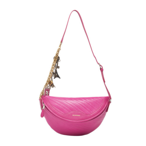 Balenciaga/巴黎世家 女士粉色小羊皮金属挂饰单肩包女包 551550-AQ4A3-5550