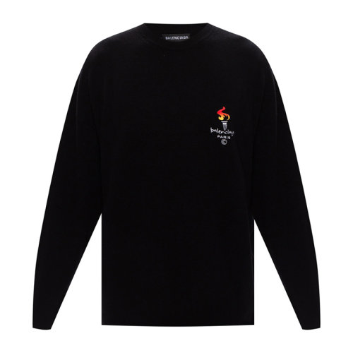 Balenciaga 巴黎世家 男士 服装 黑色羊毛针织衫 男士毛衣针织衫