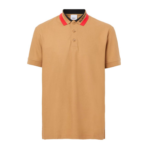BURBERRY/博柏利 22年早春新款 男士驼色纯棉网眼布领口条纹LOGO Polo衫80512361