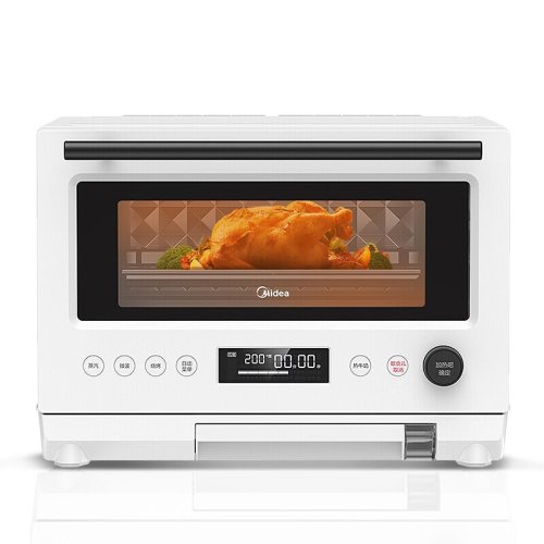 Midea/美的PG2310家用微波炉电烤箱蒸箱微蒸烤一体机变频火力广域控温烘焙高温纯蒸简约北欧白23L
