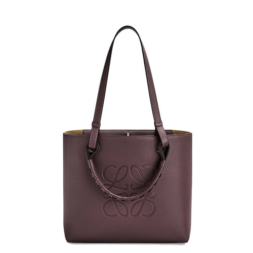 LOEWE/罗意威  女士小号徽标压花紫色小牛皮单肩手提托特包0010640795