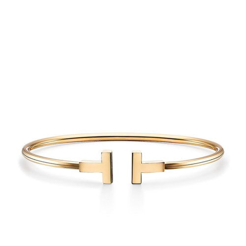 Tiffany & Co./蒂芙尼 经典Tiffany T系列 18K金黄金T形图案Wire精致手镯GRP07790