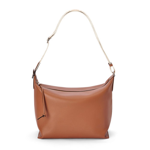 LOEWE/罗意威 22年新款 cubi系列 男士棕褐色小牛皮配调节提花肩带大容量拉链开合斜挎肩背包B906K70X01-2530