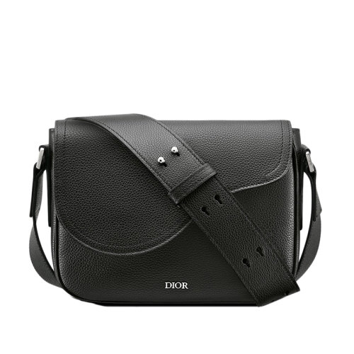 DIOR/迪奥 BESACE SADDLE系列 男士迷你黑色粒面小牛皮单肩斜挎马鞍包1ADME130YMJ_H00N