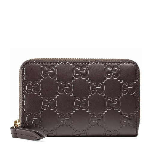 GUCCI/古驰 女士纯色牛皮短款压花拉链零钱包 447939-CWC1G 多色可选