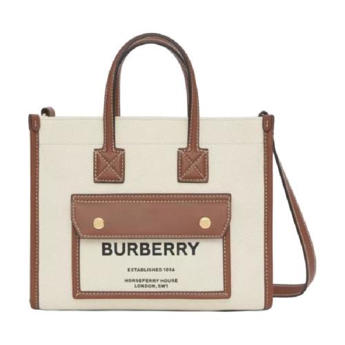  BURBERRY 22年秋冬 女士 迷你双色帆布拼皮革 Freya 包 80441431 预定商品1-3周发货