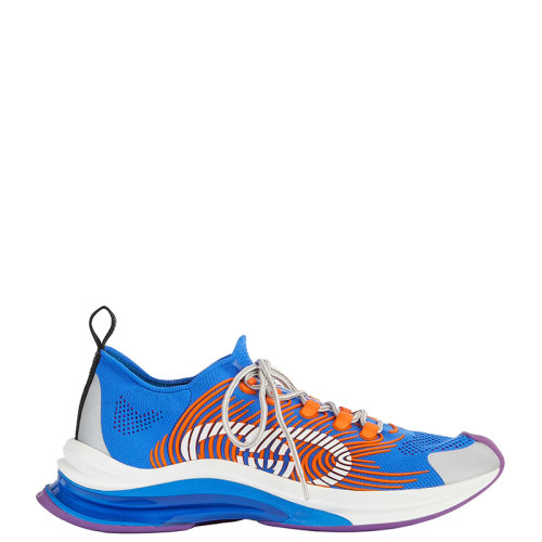 GUCCI/古驰 22年早春新款 Run系列 男士蓝色平纹针织织物互扣式双G印花运动鞋680893UFE108880