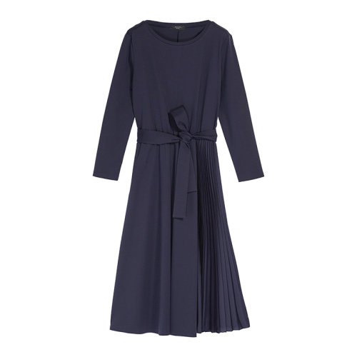 MaxMara/麦丝玛拉 22年早春新款 CIPRO系列 女士蓝色莱赛尔纤维混纺飘逸中长连衣裙5621022706002