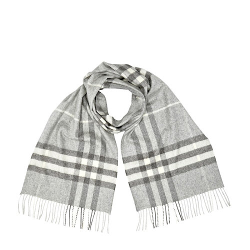 BURBERRY/博柏利 男女同款 中性浅白色经典格纹印花时尚流苏装饰围巾围脖 8015532