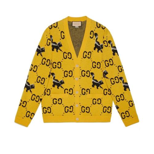  GUCCI古驰 22年秋冬 男士 GG和鼬提花羊毛针织开衫 716113 XKCL2 7218