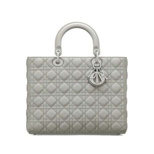 DIOR/迪奥 20 LADY系列 灰色哑光小牛皮大号手提包 M0566ILOI_M41G