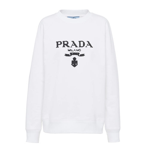 PRADA/普拉达  女士白色平纹针织圆领Oversize街头风卫衣134631_1ZT7_F0964_S_202