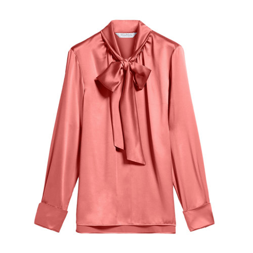MaxMara/麦丝玛拉 22年秋冬新款 TENEBRE系列 女士胭脂红色真丝围巾衬衫1116082906010