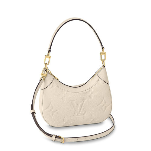 Louis Vuitton/路易威登 22春夏新款BAGATELLE系列 女士白色老花压纹粒面牛皮革金扣配可拆卸肩带单肩斜挎手提包M46099