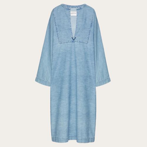  VALENTINO华伦天奴 22年秋冬 女士 连衣裙 CAFTAN LONG EN CHAMBRAY DENIM XB3DB01L72P508