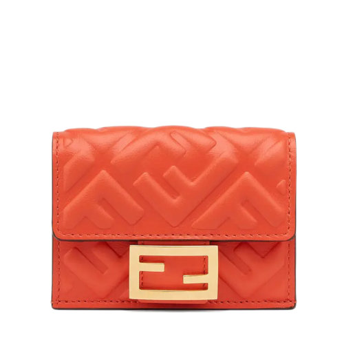 FENDI/芬迪  女士MICRO红色FF压纹图案纳帕羊皮革三折小巧钱包8M0395AAJDF0C3Q