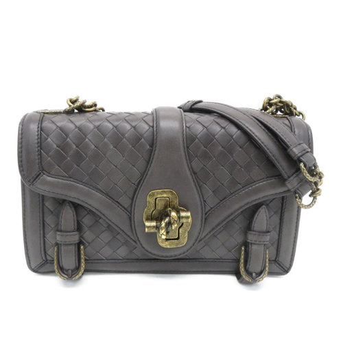 Bottega Veneta/葆蝶家 女士 女包 灰色皮革斜挎包 490243VCKI18503 HJH0022B