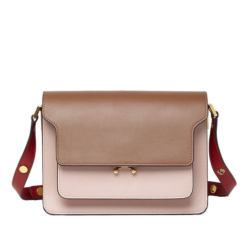 MARNI/玛尼 20 TRUNK系列 棕色，粉红色和红色小牛皮信封包手提单肩包 SBMPN09NO3LV583Z087N