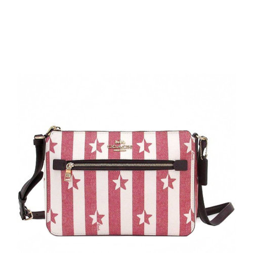 COACH/蔻驰女士红白条纹色PVC/配皮印花单肩包斜挎包钱包女包F2863IMR2X