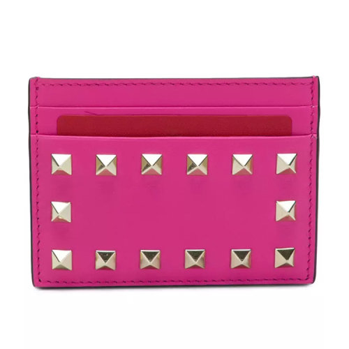 Valentino/华伦天奴  女包女士粉色皮革时尚经典钮钉卡片夹  QW1P0486BOL VPL