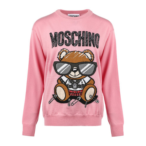 MOSCHINO/莫斯奇诺21新品嘻哈泰迪熊图案套头女士针织衫/毛衣A093155081