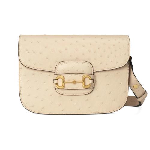  GUCCI古驰 22年秋冬 女士 Gucci 马衔扣1955系列鸵鸟皮手袋 602204 EY00G 9522