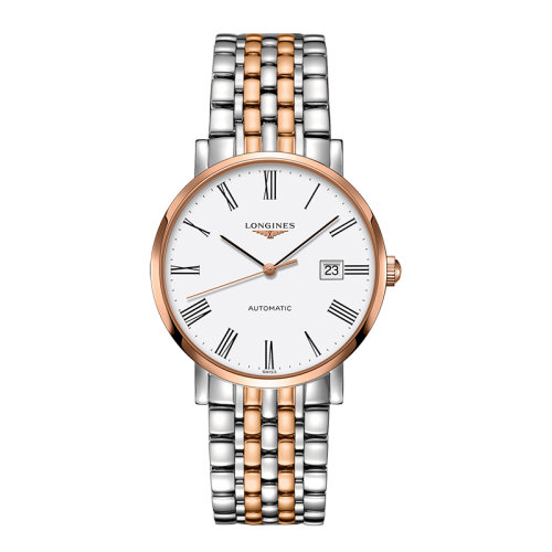 LONGINES/浪琴  博雅系列 自动机械表白盘罗马数字精钢玫瑰金男表39毫米L4.910.5.11.7