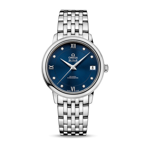 OMEGA/欧米茄 碟飞系列 典雅 同轴腕表 精钢 钻石刻度 自动机械 女士腕表 424.10.33.20.53.001